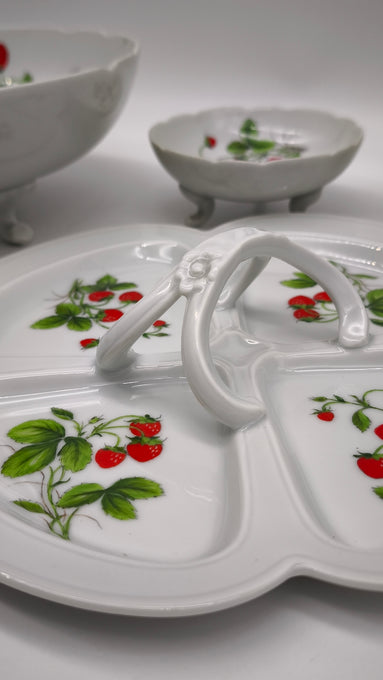 12 Set da macedonia 'Fraises De Quatre Saisons' di Nicole Bernardaud per Limoges