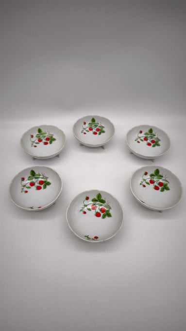 12 Set da macedonia 'Fraises De Quatre Saisons' di Nicole Bernardaud per Limoges