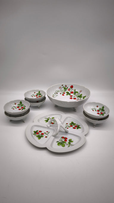 12 Set da macedonia 'Fraises De Quatre Saisons' di Nicole Bernardaud per Limoges