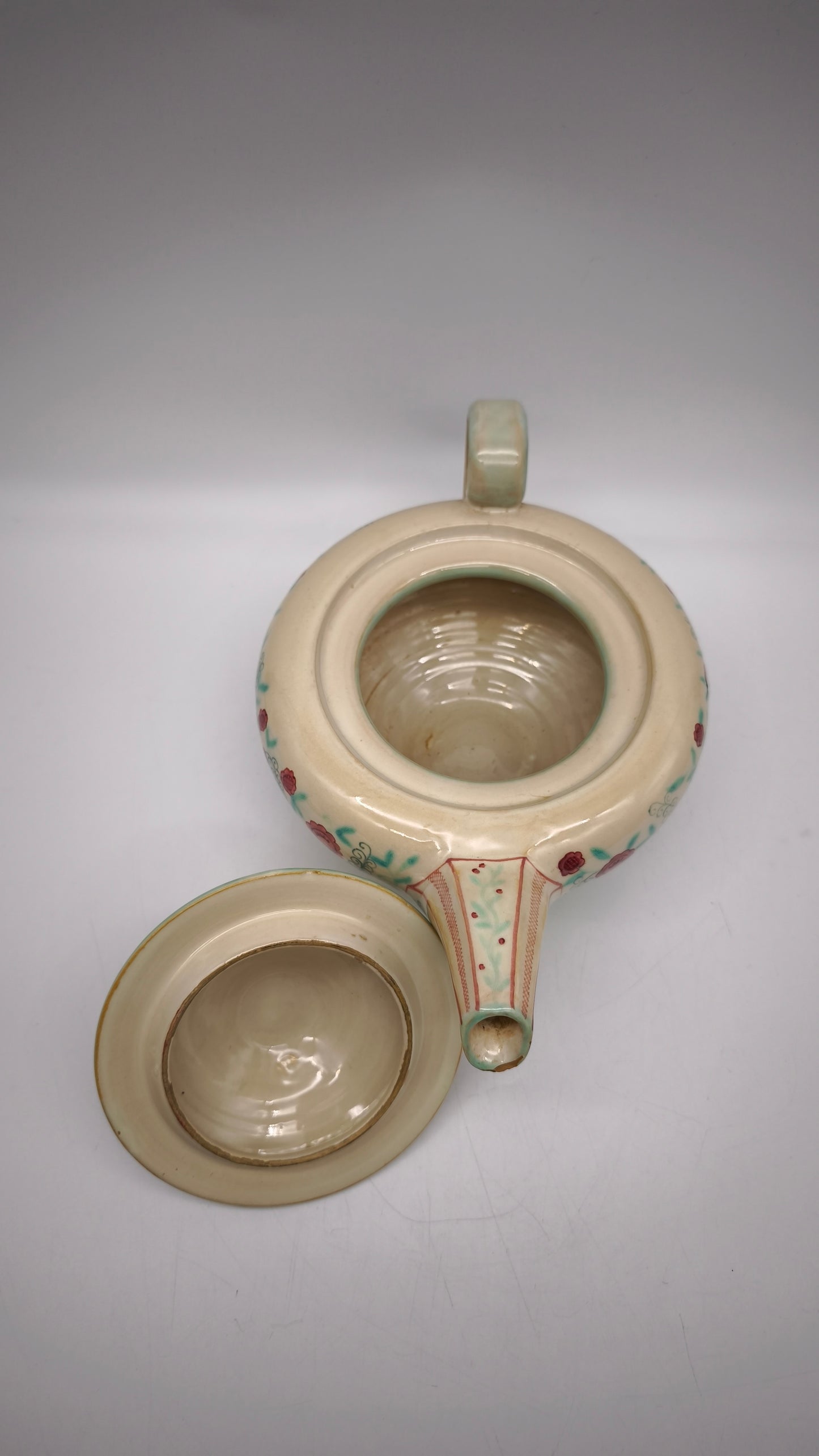 62 Servizio da tè per 14 persone in terracotta smaltata, Mangaroni, Pesaro, metà '900