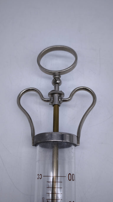 90394 Siringa vintage in vetro e metallo
