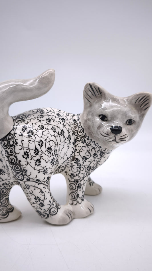 90502 Gatto in ceramica dipinto a mano