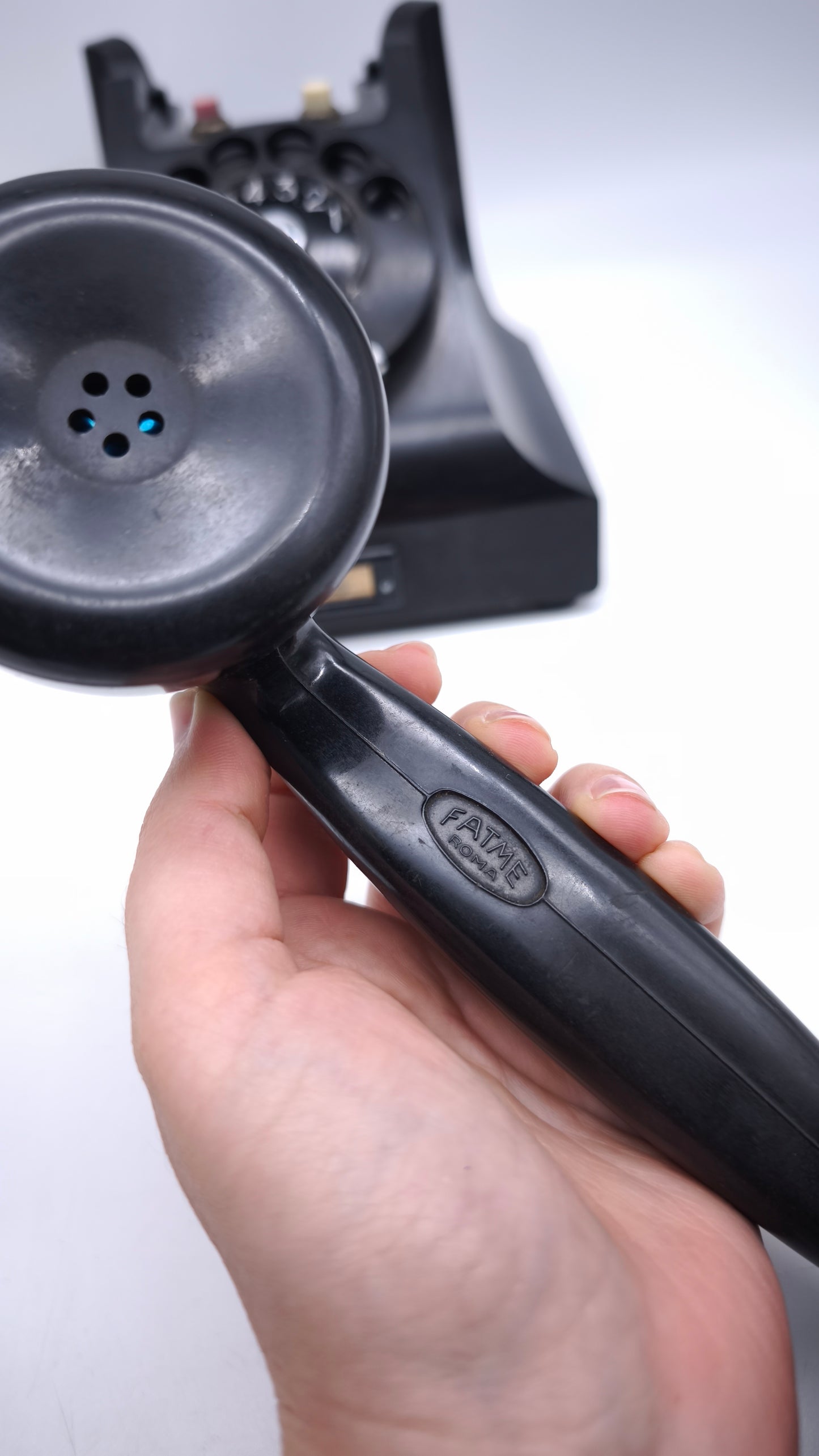 89070 Telefono vintage Fatme nero in bachelite, anni '40-'50
