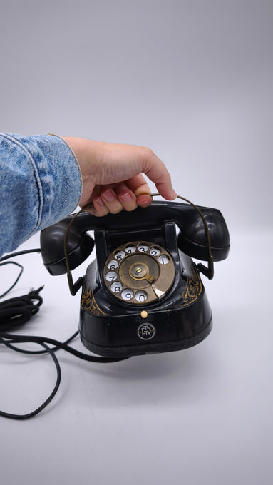 89071 Telefono vintage rotante FTR in bachelite con maniglia in ottone