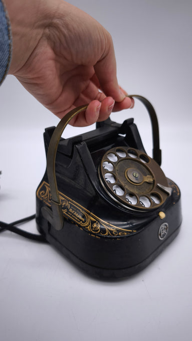 89071 Telefono vintage rotante FTR in bachelite con maniglia in ottone