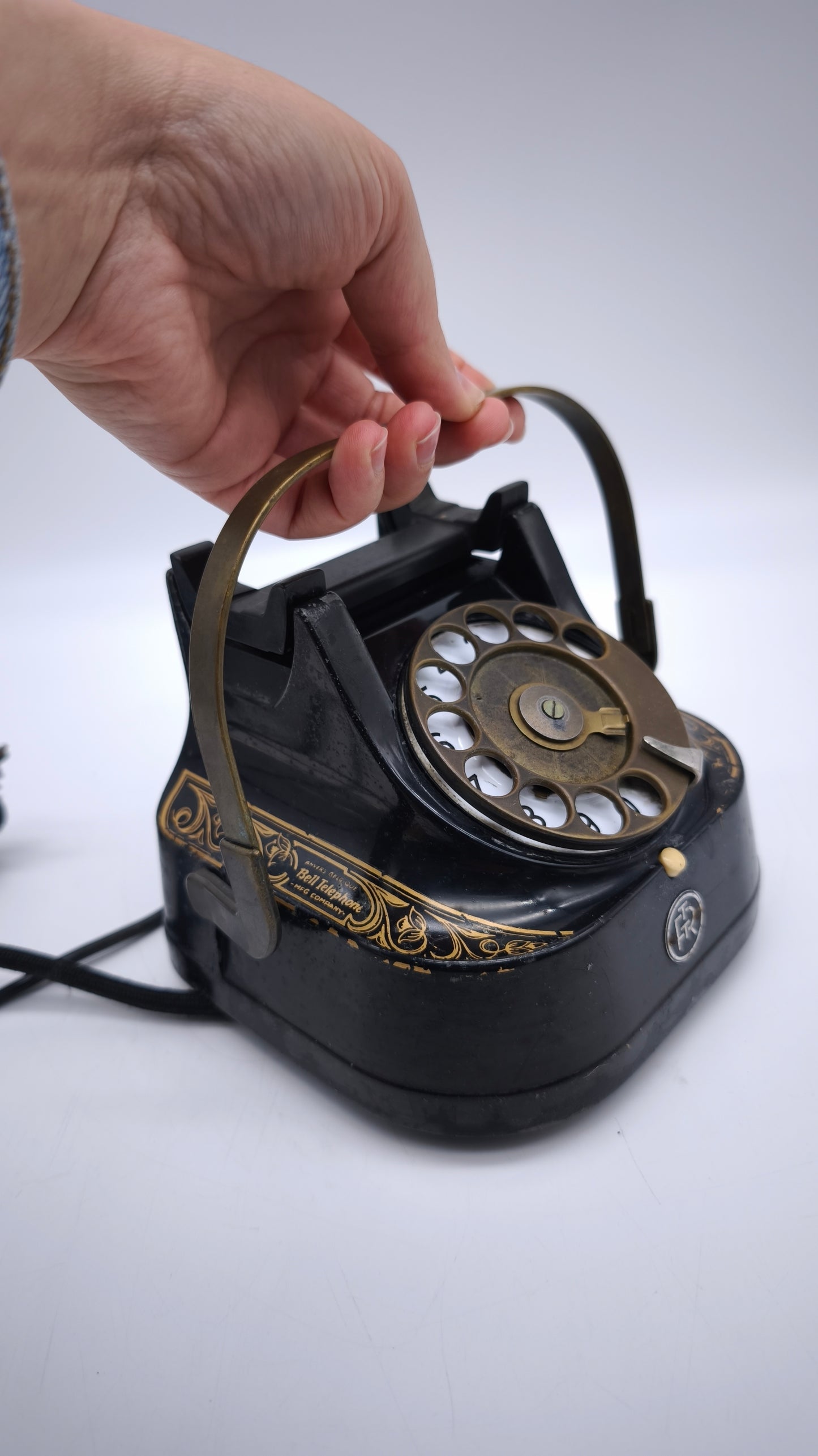 89071 Telefono vintage rotante FTR in bachelite con maniglia in ottone