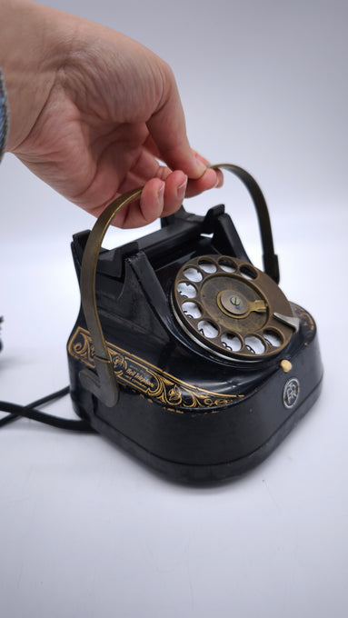 89071 Telefono vintage rotante FTR in bachelite con maniglia in ottone