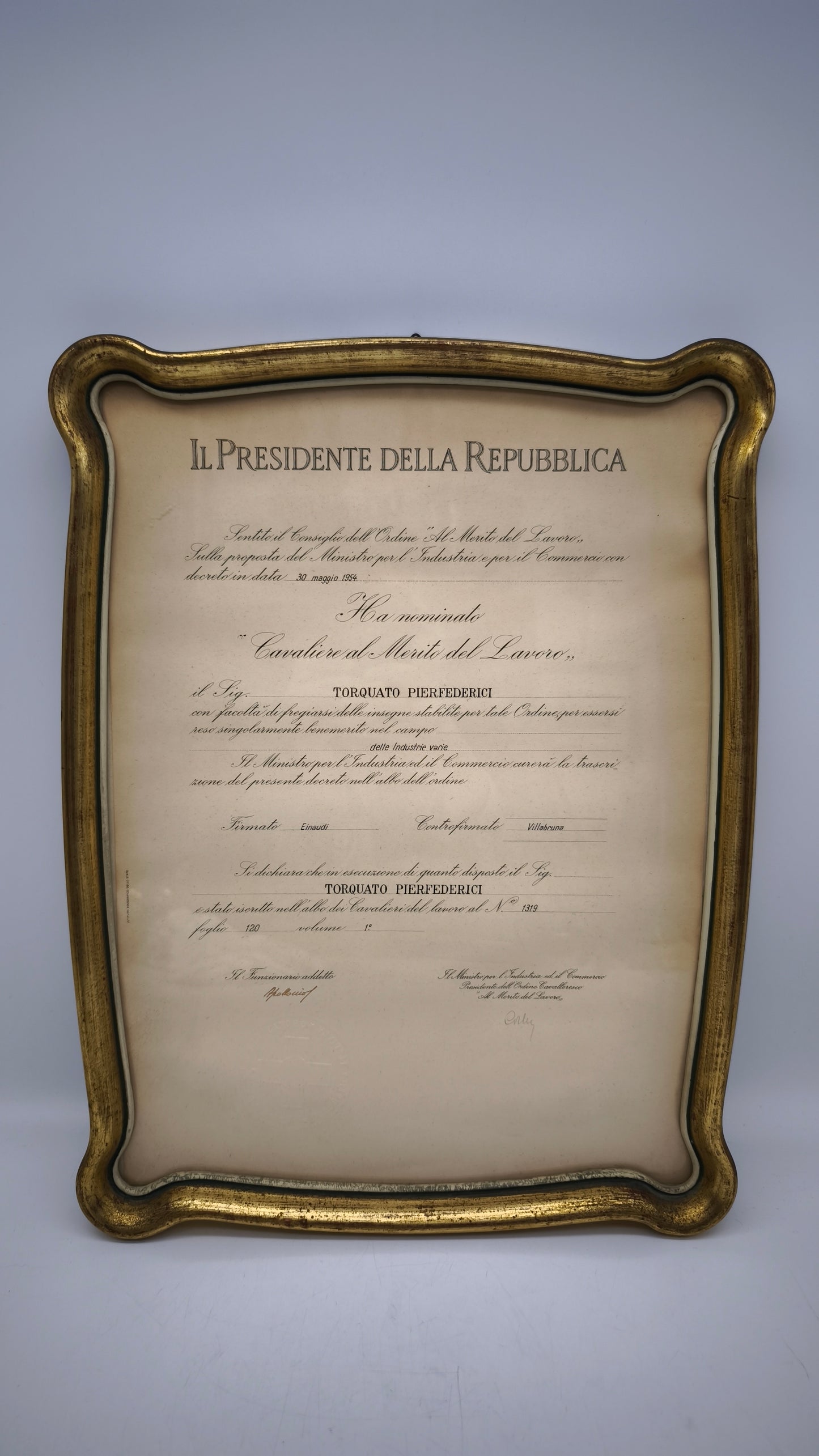 65 Decreto originale a cavaliere del lavoro, 1954