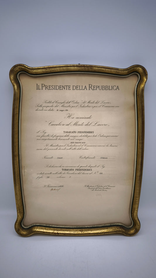 65 Decreto originale a cavaliere del lavoro, 1954