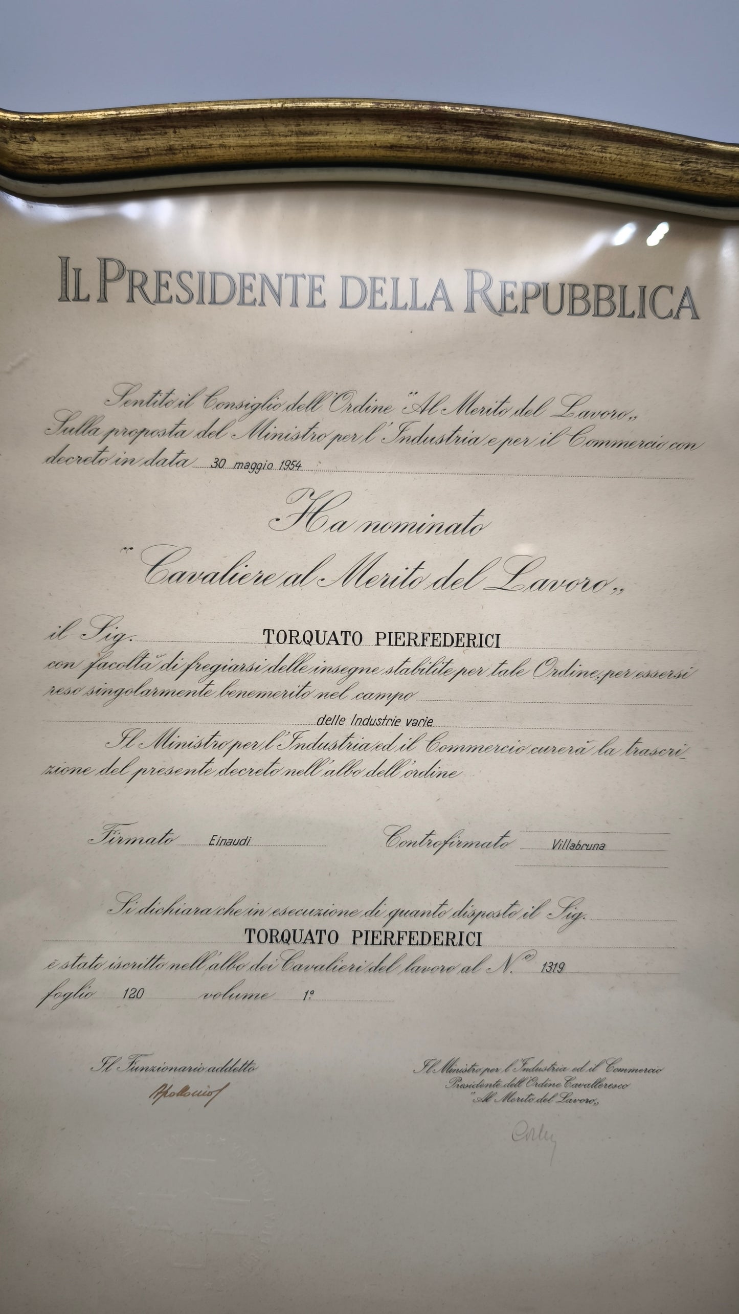 65 Decreto originale a cavaliere del lavoro, 1954