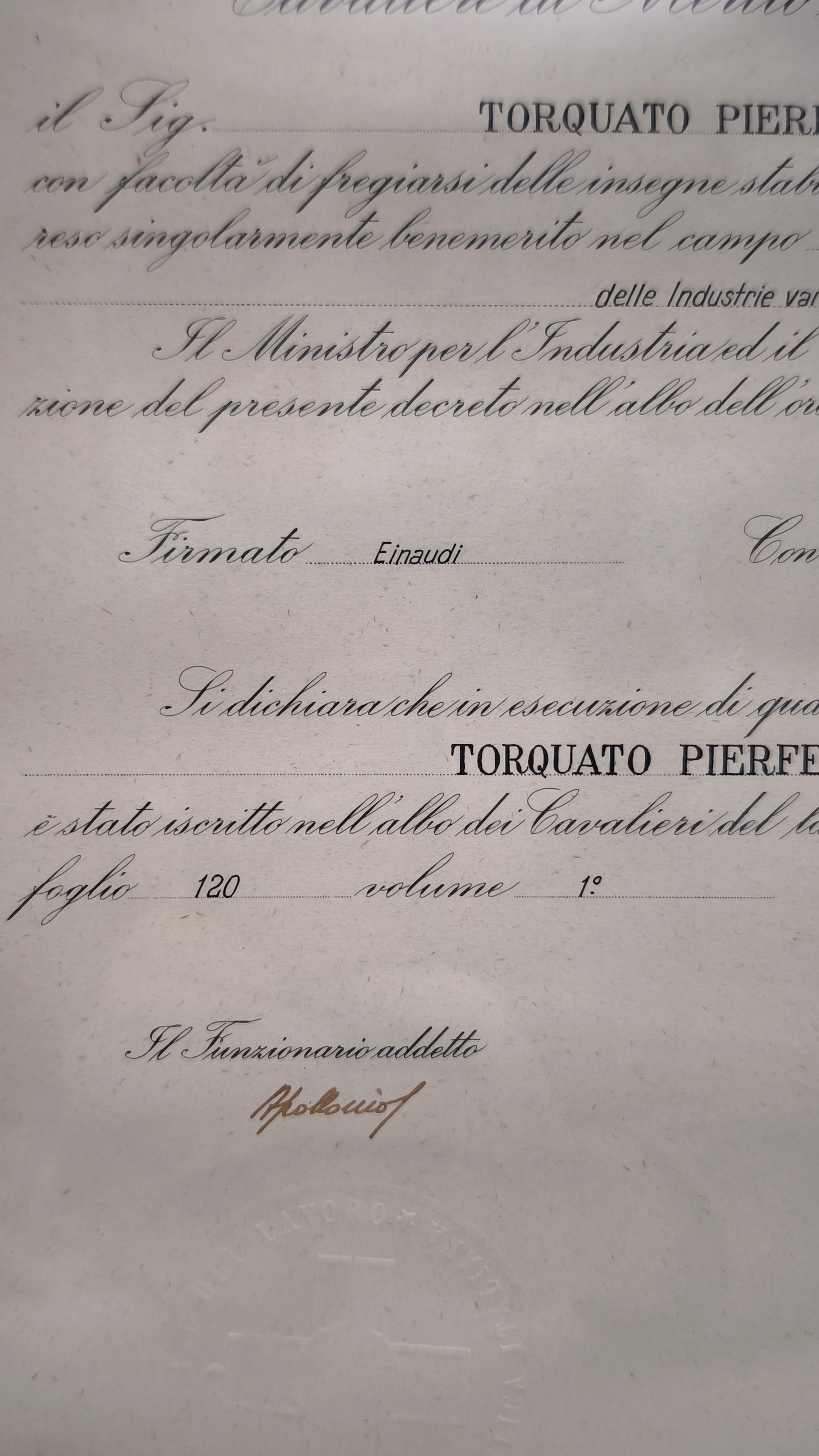 65 Decreto originale a cavaliere del lavoro, 1954