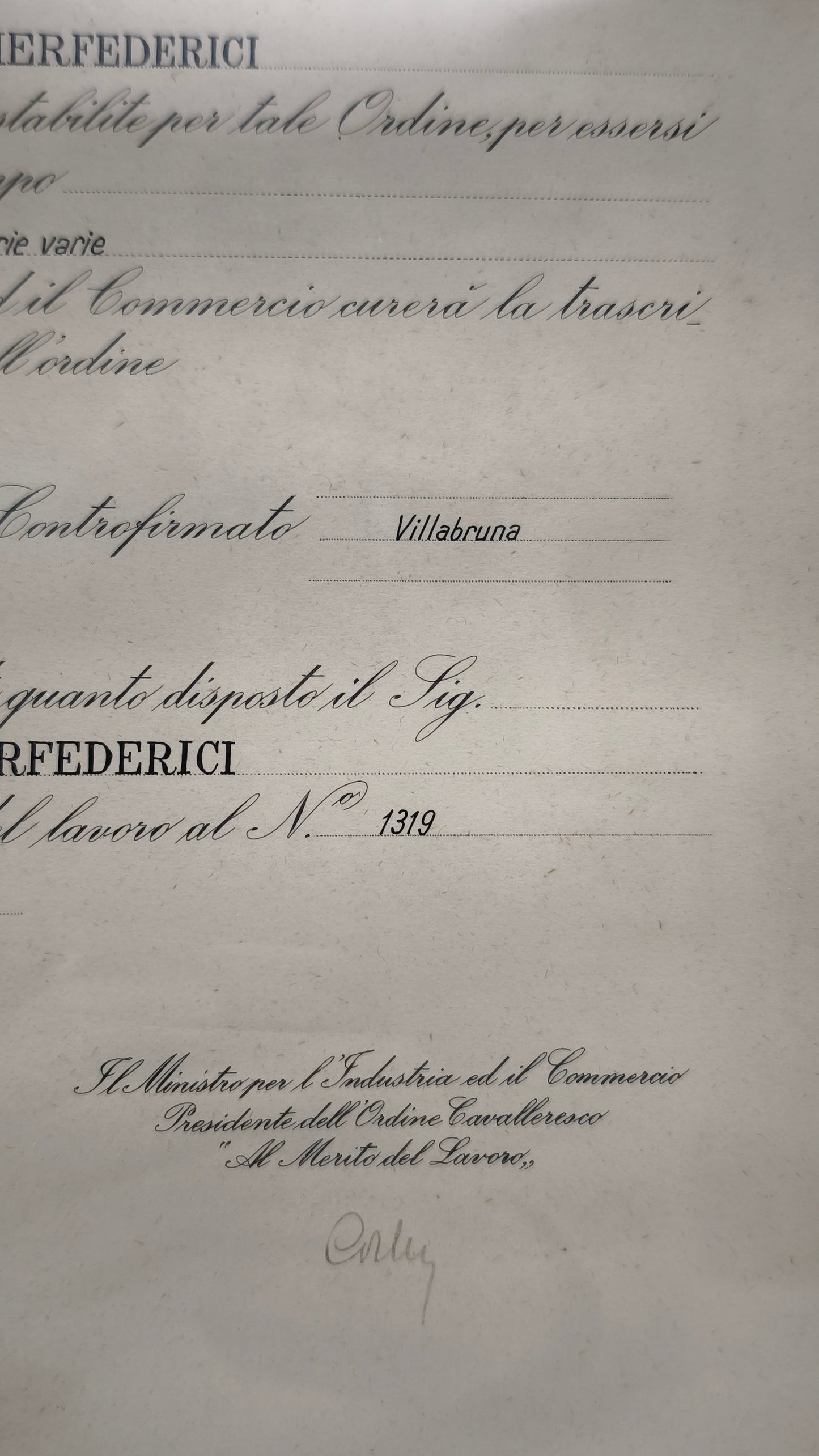 65 Decreto originale a cavaliere del lavoro, 1954