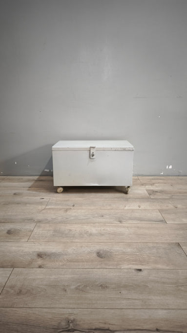 90885 Baule in ferro grigio con ruote