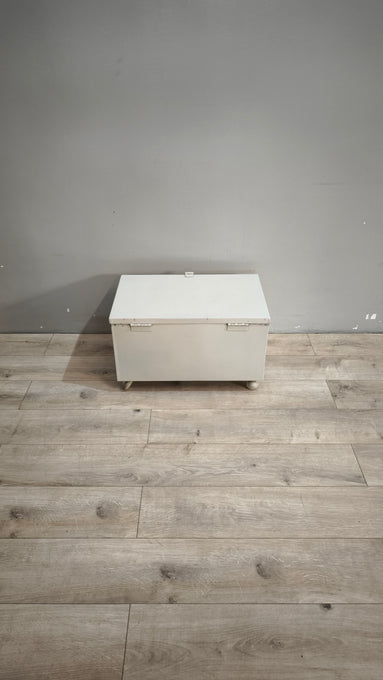 90885 Baule in ferro grigio con ruote