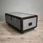 90916 Baule in legno e ferro grigio con ruote