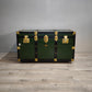 90916 Baule in legno e ferro verde con ruote