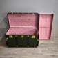 90916 Baule in legno e ferro verde con ruote
