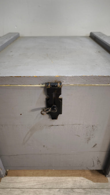 90917 Baule in legno grigio con ruote