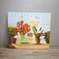90960 Quadro dipinto su tela, vasi di fiori