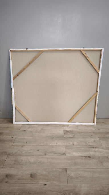 90960 Quadro dipinto su tela, vasi di fiori
