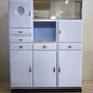 129 Credenza anni '50 celeste con piano in marmo