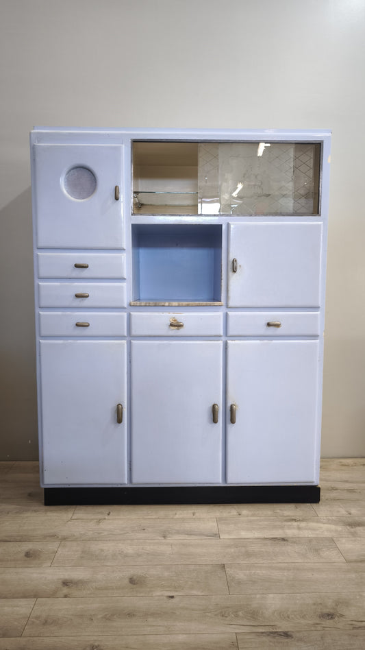 129 Credenza anni '50 celeste con piano in marmo