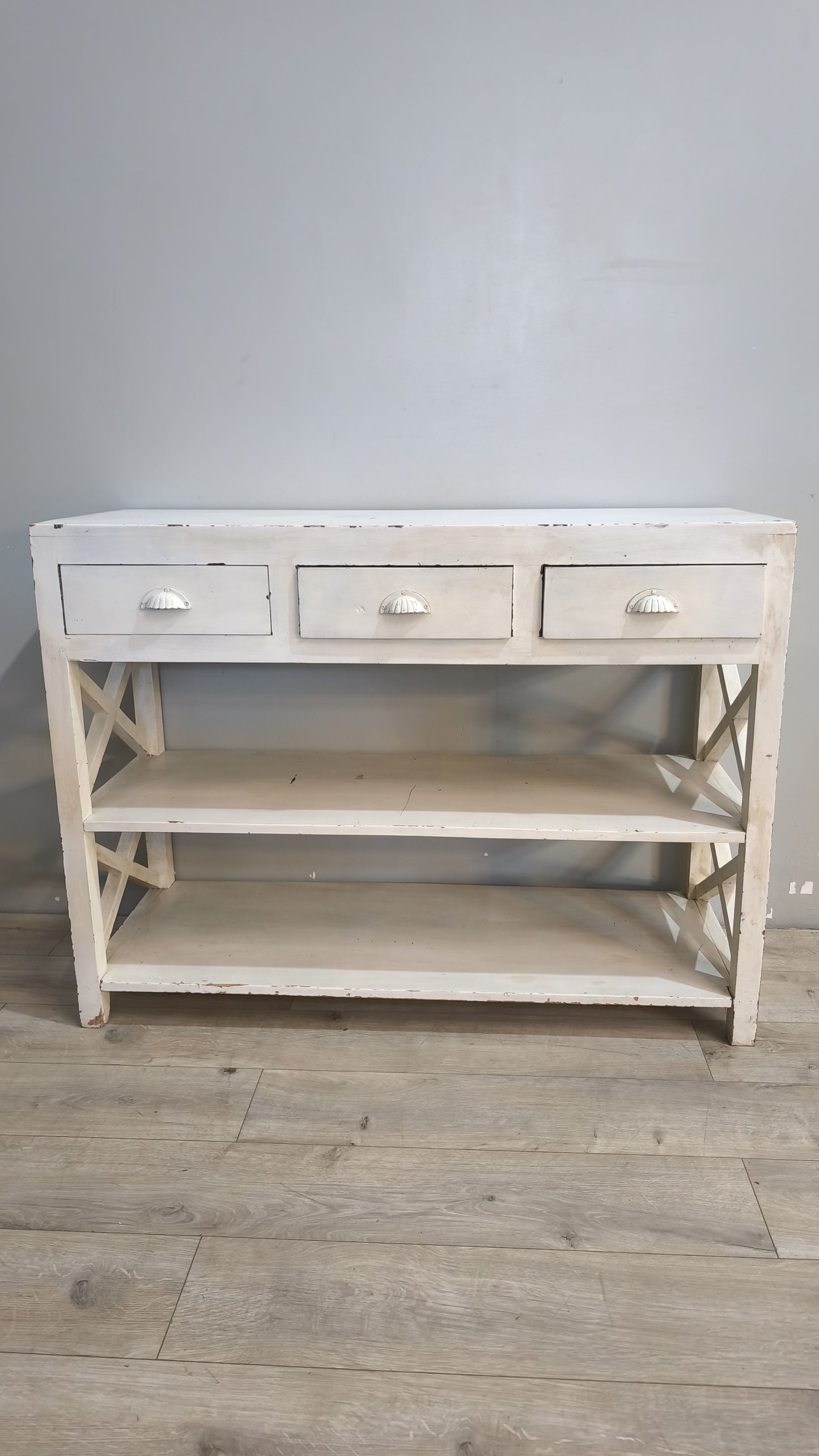 91227 Console in legno dipinta bianca