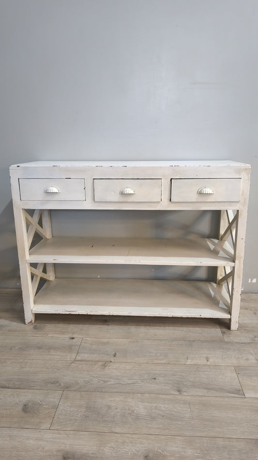 91227 Console in legno dipinta bianca