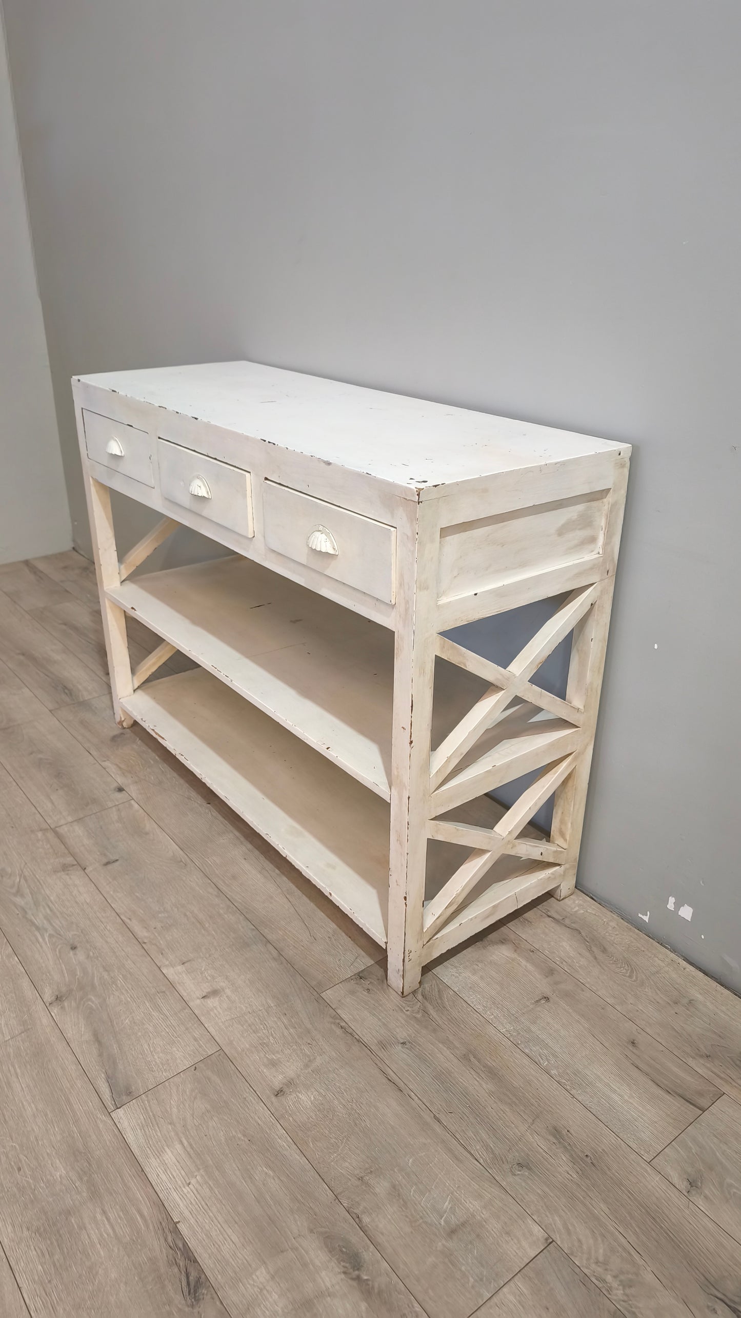 91227 Console in legno dipinta bianca