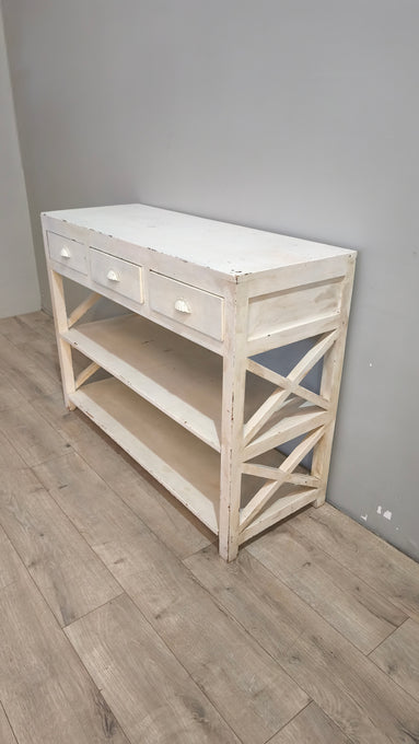 91227 Console in legno dipinta bianca