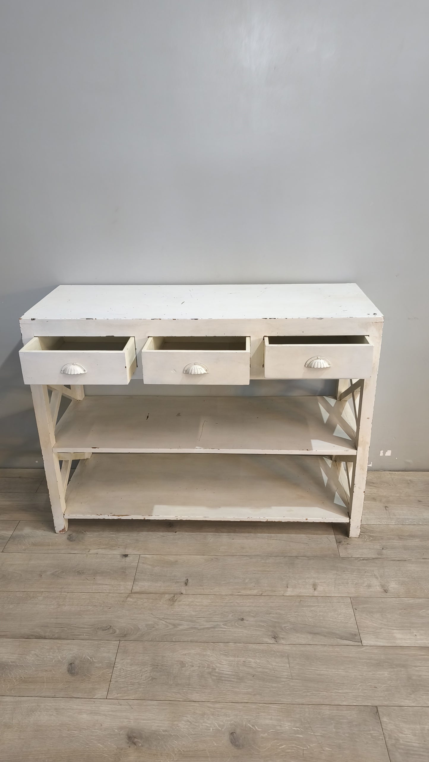 91227 Console in legno dipinta bianca