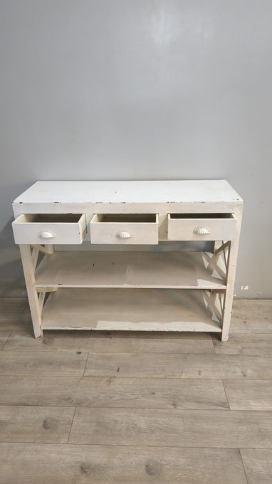 91227 Console in legno dipinta bianca