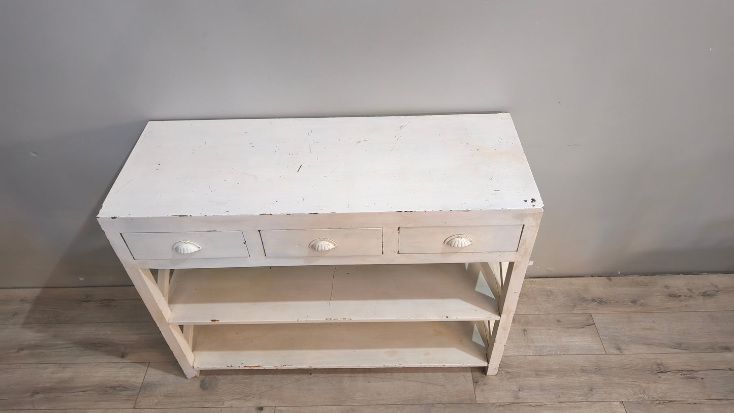 91227 Console in legno dipinta bianca