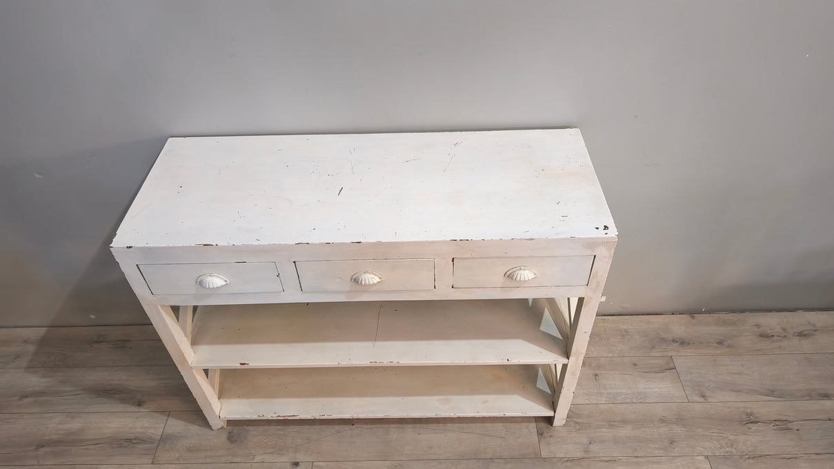 91227 Console in legno dipinta bianca