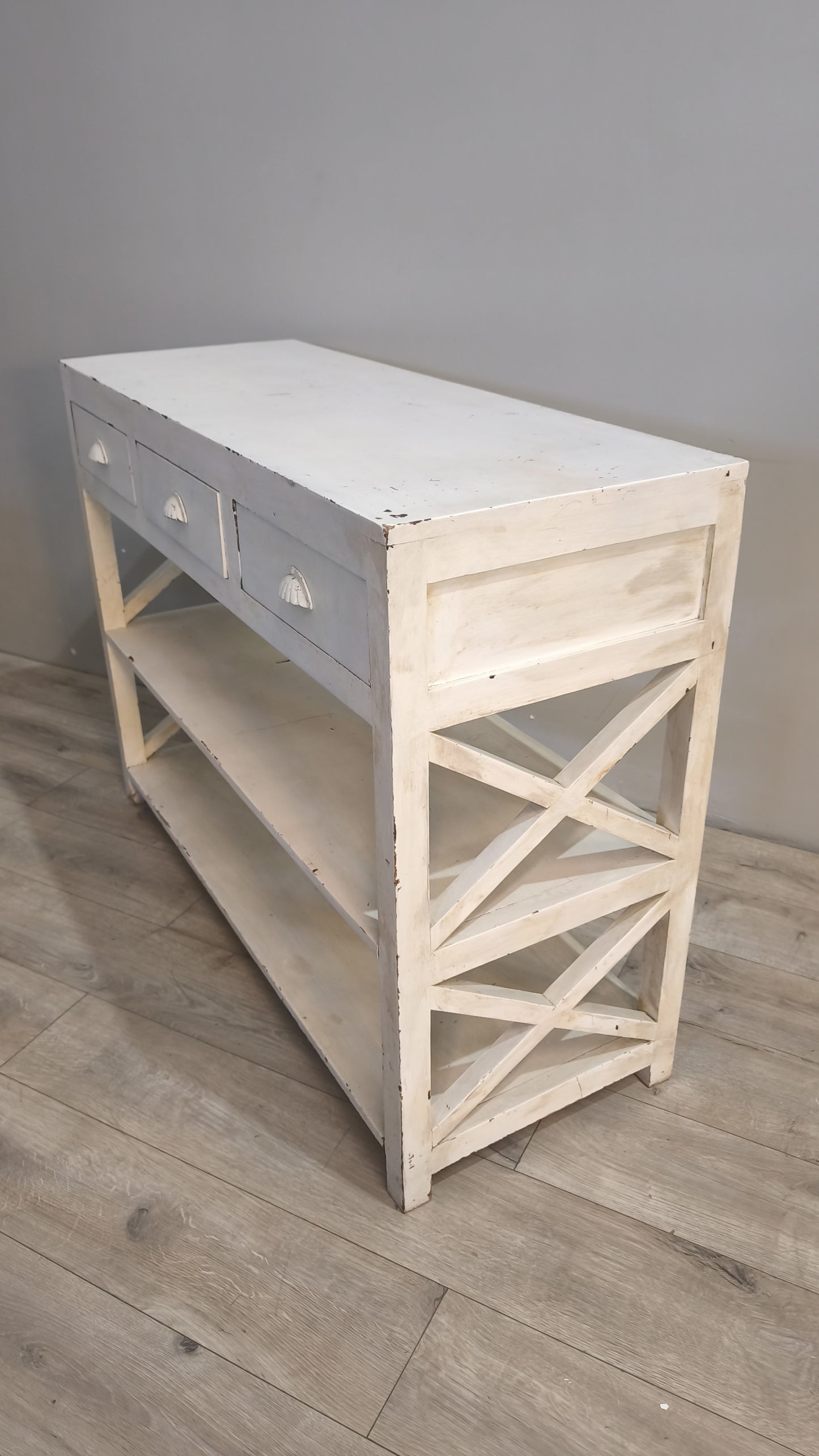 91227 Console in legno dipinta bianca