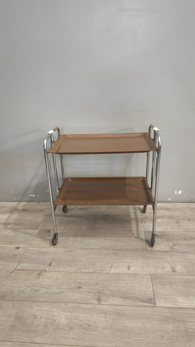 161 Carrello vintage porta vivande pieghevole in metallo