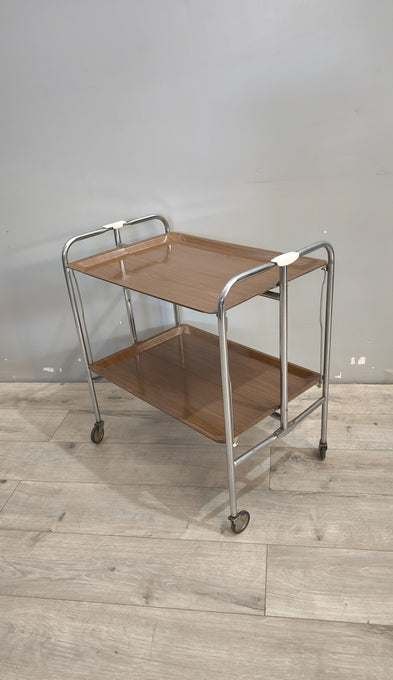 161 Carrello vintage porta vivande pieghevole in metallo