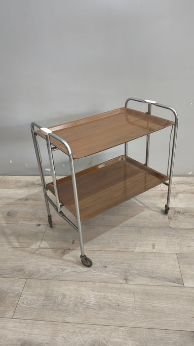 161 Carrello vintage porta vivande pieghevole in metallo