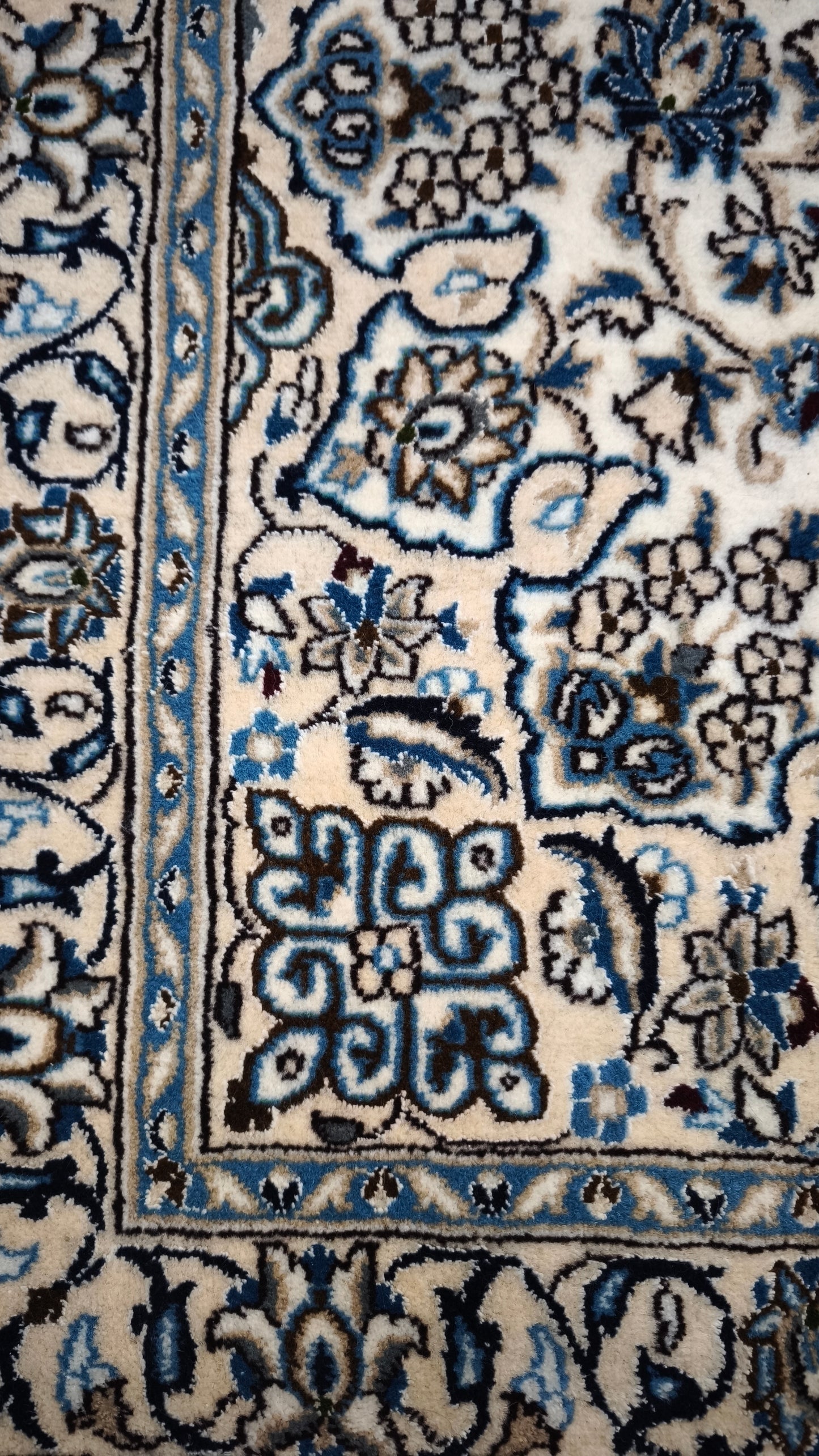91109 Tappeto bianco e blu con decorazione floreale 215cm x 120cm