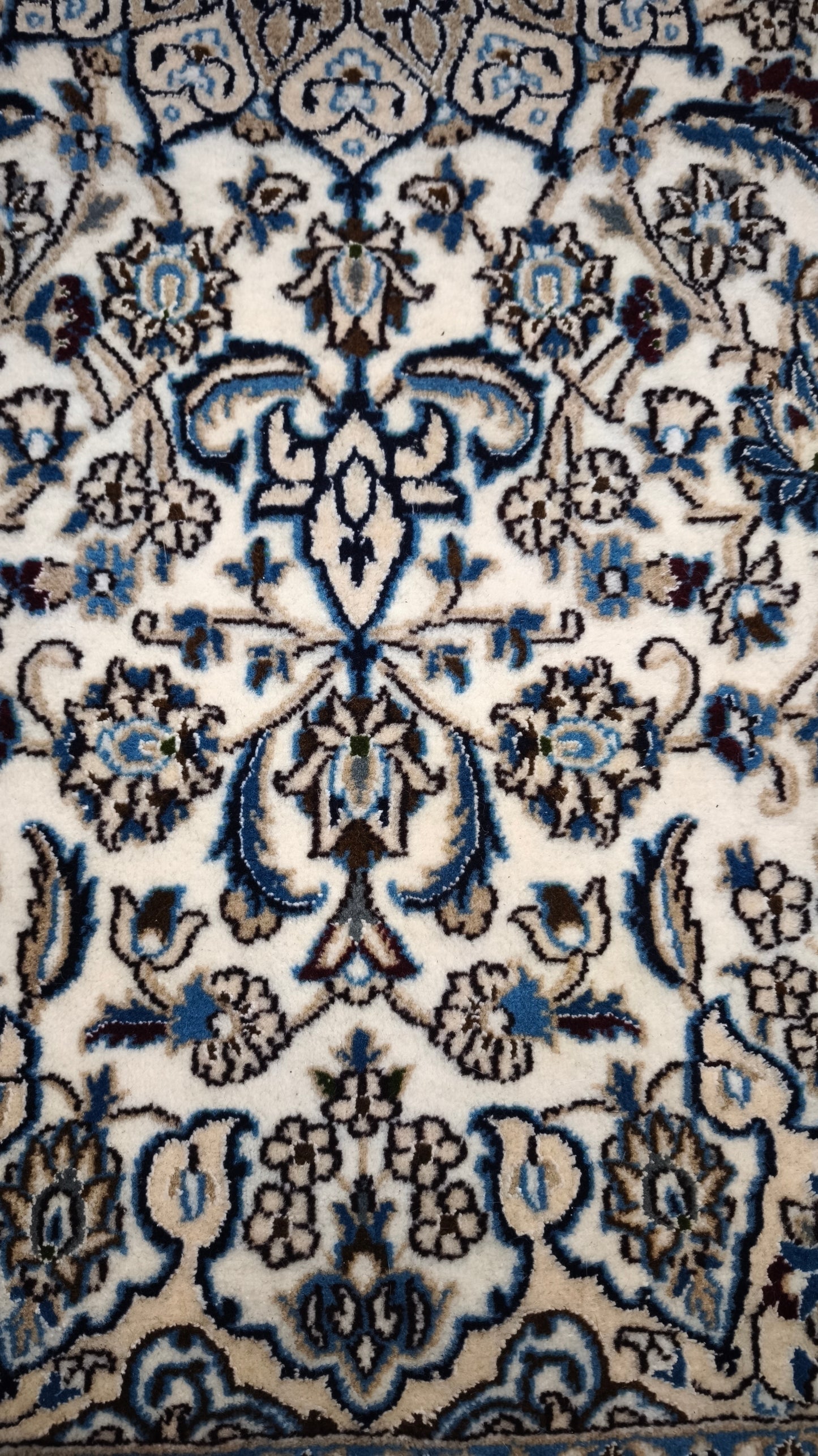 91109 Tappeto bianco e blu con decorazione floreale 215cm x 120cm
