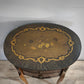 91438 Comodino in legno intarsiato con due cassetti frontali