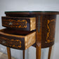 91438 Comodino in legno intarsiato con due cassetti frontali