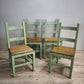 181 Set n 4 sedie verdi con seduta color legno