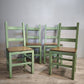181 Set n 4 sedie verdi con seduta color legno