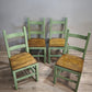 181 Set n 4 sedie verdi con seduta color legno