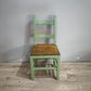 181 Set n 4 sedie verdi con seduta color legno