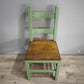 181 Set n 4 sedie verdi con seduta color legno