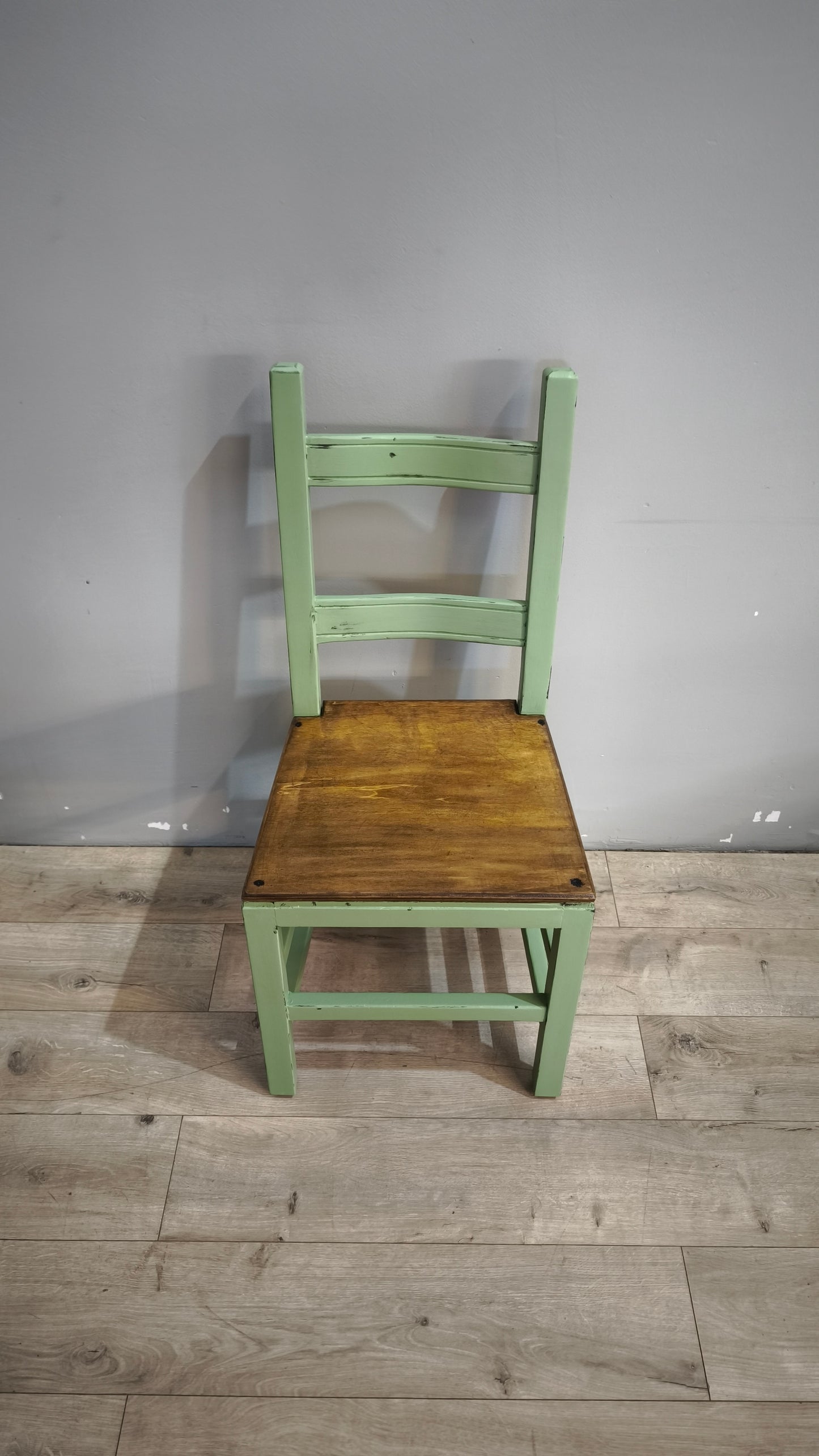 181 Set n 4 sedie verdi con seduta color legno