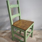 181 Set n 4 sedie verdi con seduta color legno