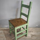 181 Set n 4 sedie verdi con seduta color legno